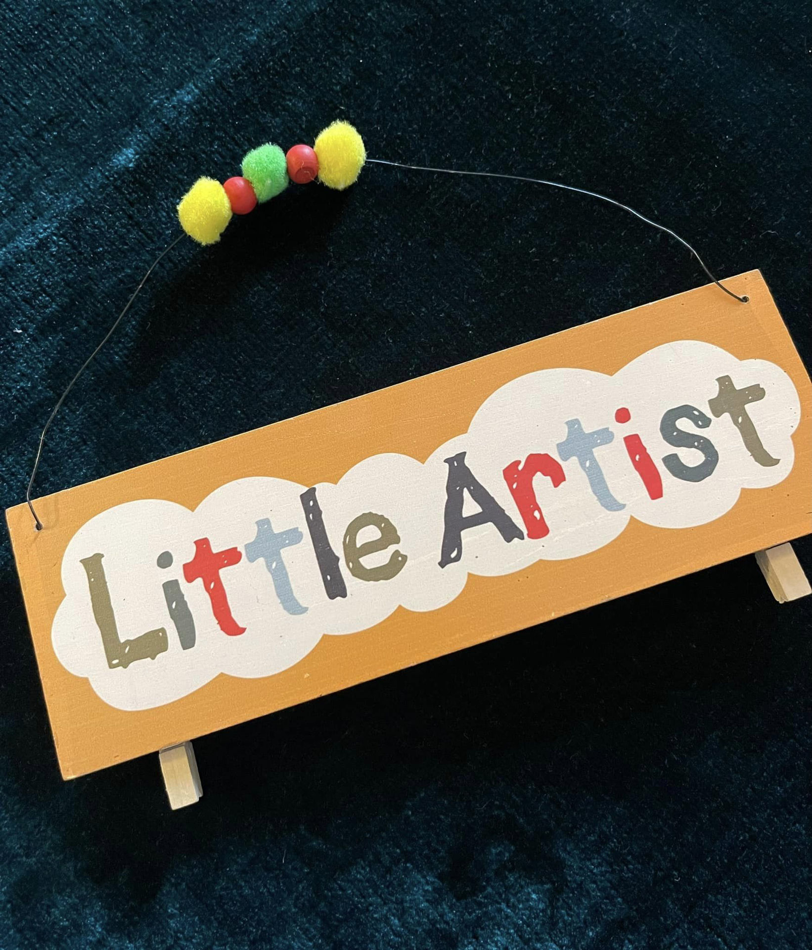 The Beautiful. Wooden hanging with wooden pegs