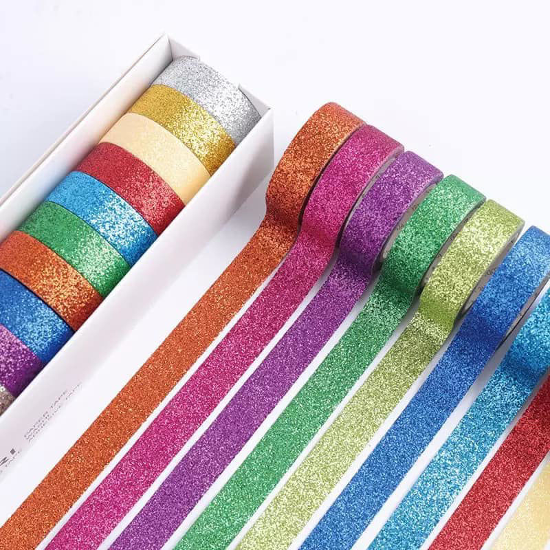The Beautiful Rainbow Glittered Washi Tape set