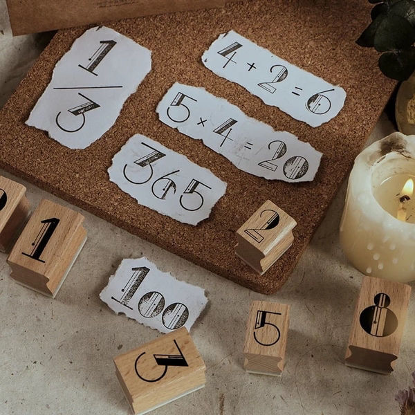 The Beautiful. Number and month wooden stamps