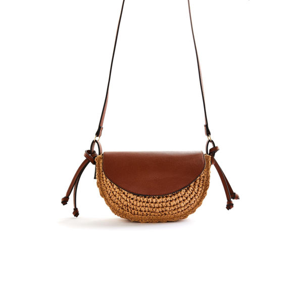 The Beautiful. Natural Fibre Sling Bag with Leather top