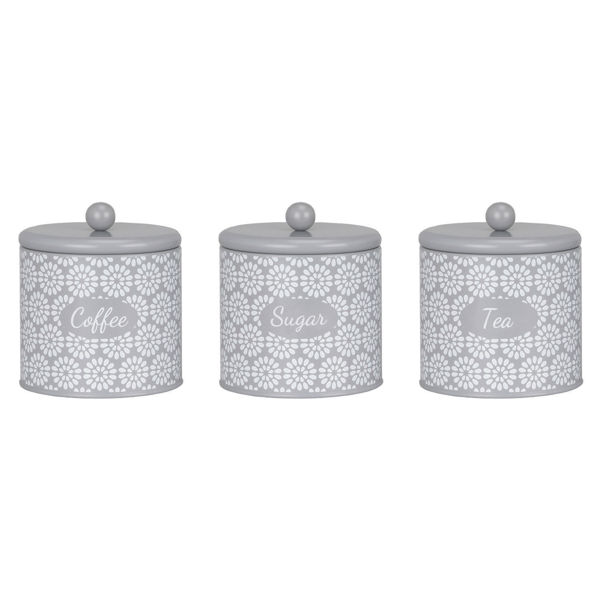 Picture of Set of 3 Geometric Blossom Canisters