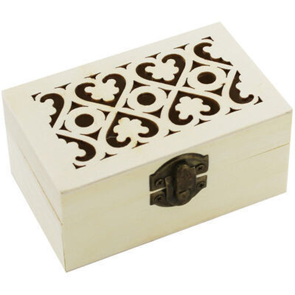 Picture of Heart Laser Cut Wooden Box with Clasp