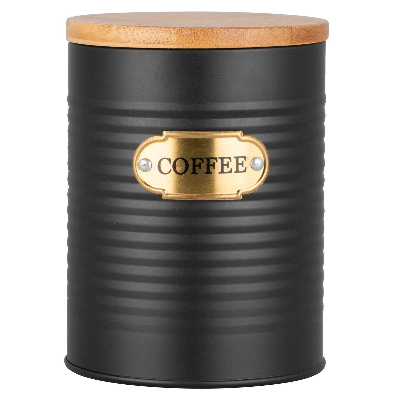 The Beautiful. Ribbed Coffee Canister Black and Gold
