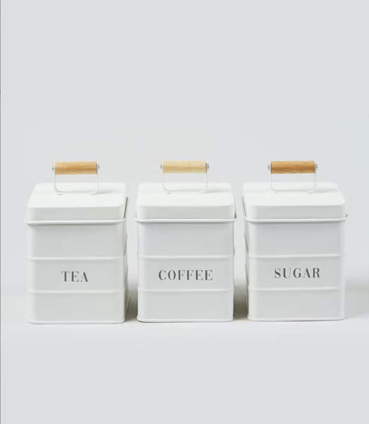 The Beautiful. Metal Tea Coffee & Sugar Canisters