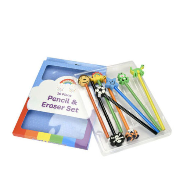 Picture of 16 piece pencil & eraser set