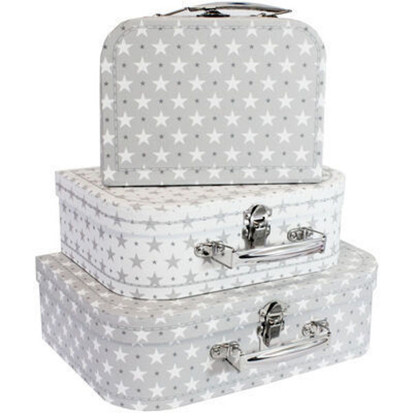 Picture of Grey Stars Storage Suitcases - Set Of 3