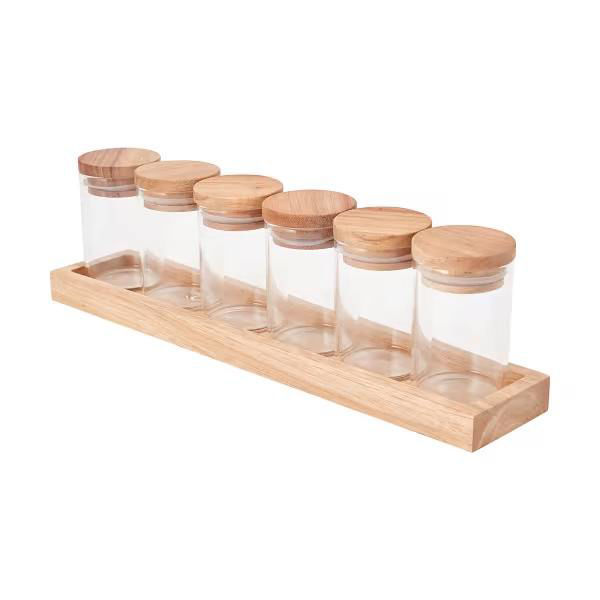 Picture of Set of 6 Glass Jars with Tray