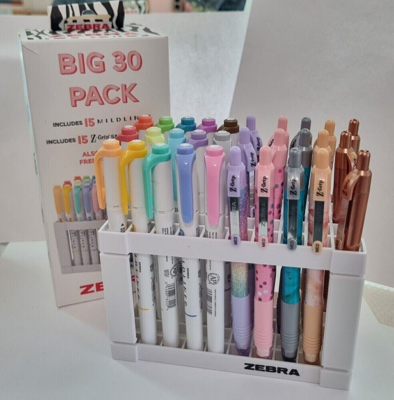 The Beautiful. Zebra big 30 pen pack with stand