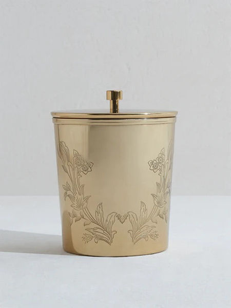 Picture of Dull Gold Damask Design Metal Jar