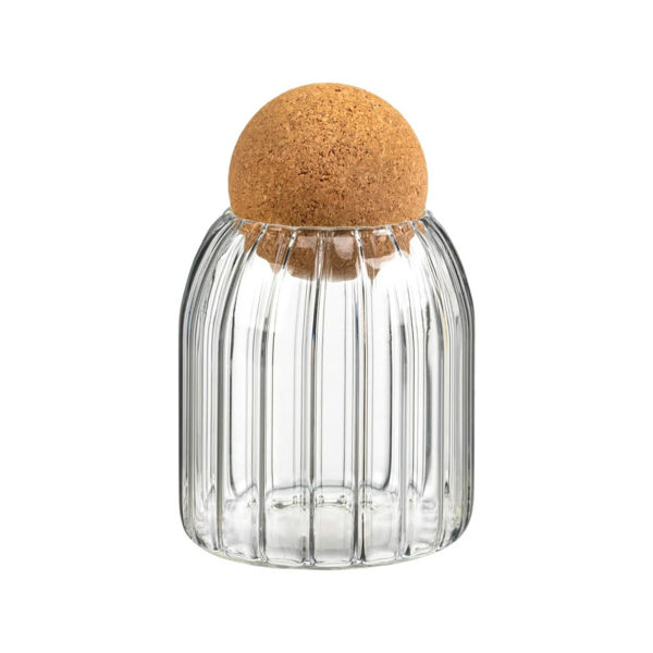 Picture of Ribbed Glass Jar With Cork Lid