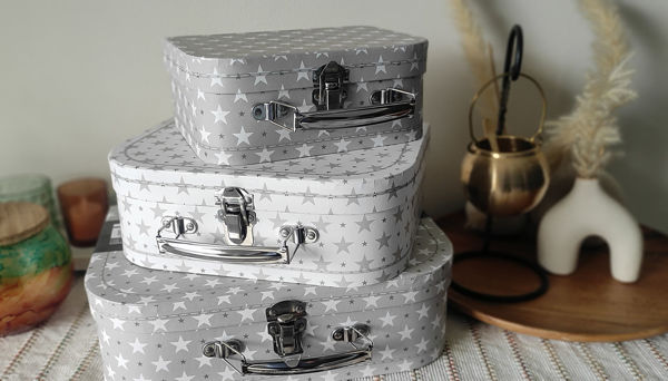 Picture of Grey Stars Storage Suitcases - Set Of 3