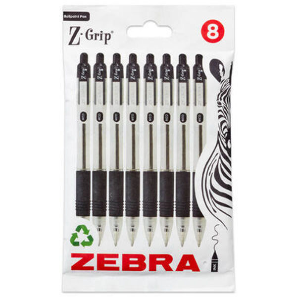 Picture of Zebra Black Z-Grip Pens: Pack of 8