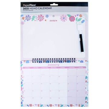 Picture of 2025 Floral Memo Calendar and Dry Wipe Pen