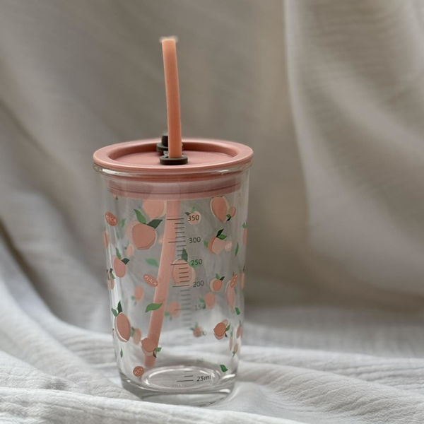 Picture of PEACH Glass sipper with silicone straw