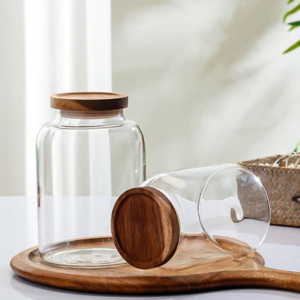 Picture of Glass Storage Jar with Wooden Lid