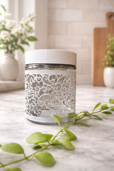 Picture of Glass Jar Covered with Batik Inspired Metal