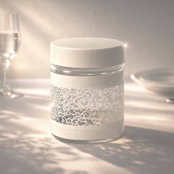 Picture of Glass Jar Covered with Batik Inspired Metal