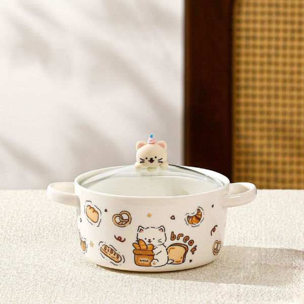 Picture of Ceramic Casserole Pot with Glass Lid